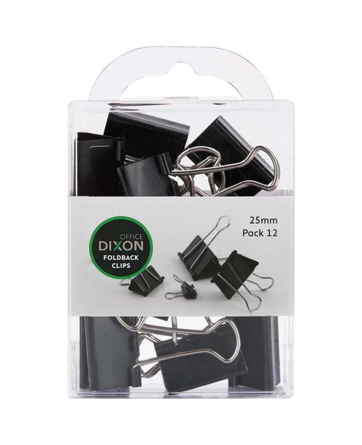 DIXON FOLDBACK CLIPS 25MM PACK 12