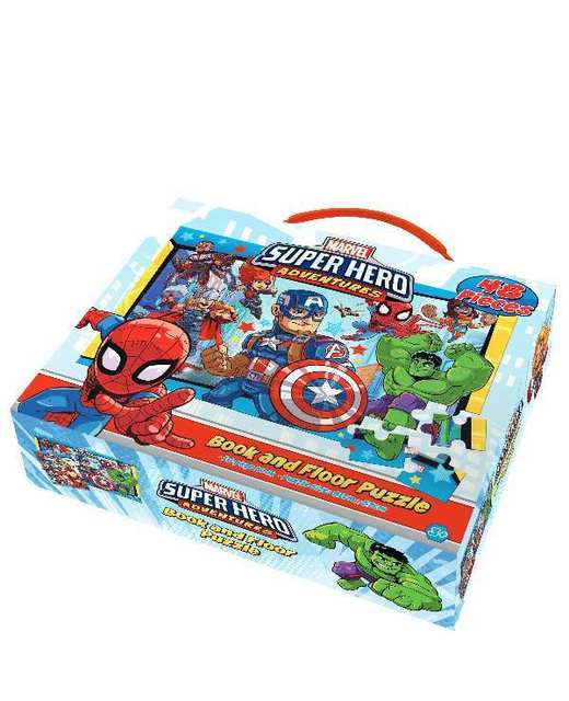 MARVEL SUPERHEROES BOOK AND FLOOR PUZZLE