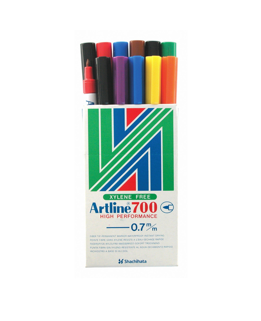 MARKER PERMANENT 0.7MM ARTLINE 700 8 COLOURS 12 PACK 