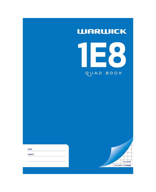 EXERCISE BOOK WARWICK 1E8 7MM QUAD 36LF
