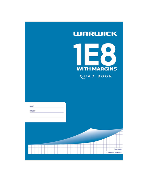 EXERCISE BOOK WARWICK 1E8 7MM W/MARGIN 36LF