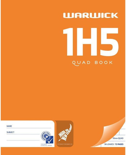 EXERCISE BOOK WARWICK 1H5 10MM QUAD 36LF