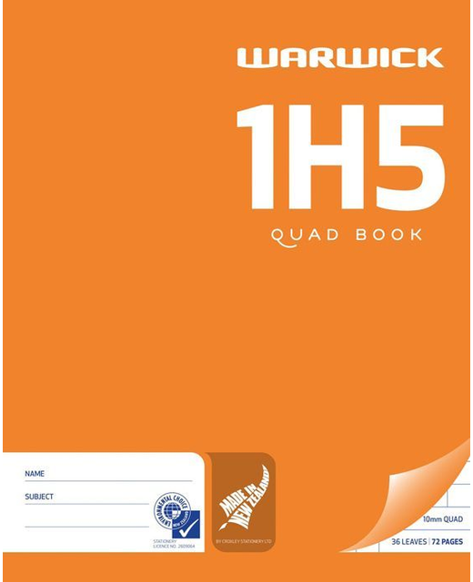 EXERCISE BOOK WARWICK 1H5 10MM QUAD 36LF