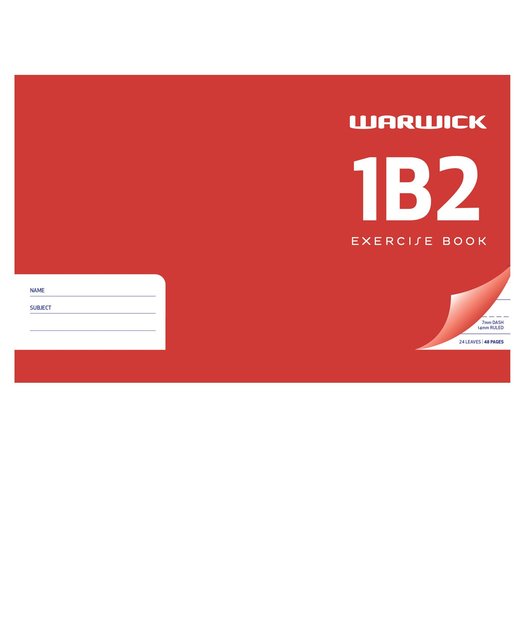 EXERCISE BOOK WARWICK 1B2 14MM RULED 24LF
