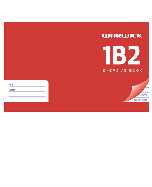 EXERCISE BOOK WARWICK 1B2 14MM RULED 24LF