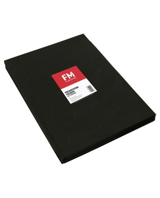 FM FOLDER PRESENTATION MATTE BLACK DOUBLE POCKET 10 PACK 