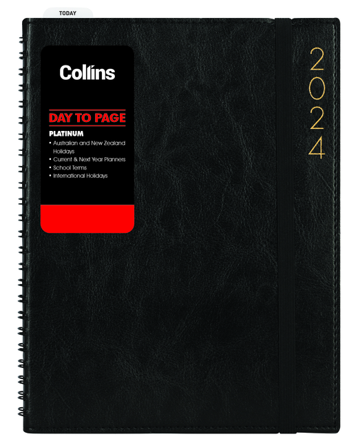 DIARY 2024 Collins Platinum A41 Day To Page Diary Black Wiro Even Year