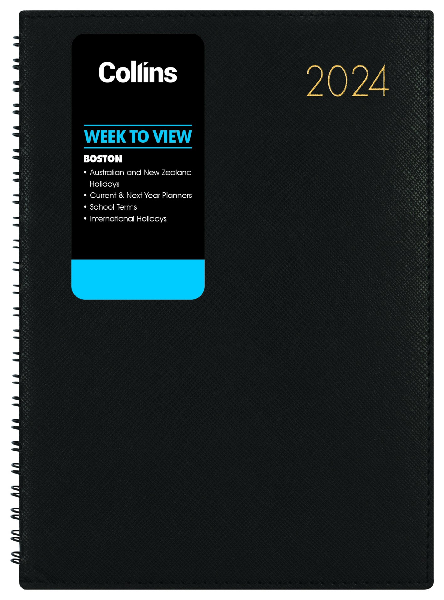 DIARY 2024 Collins Boston A43 Week To View Diary Black Even Year