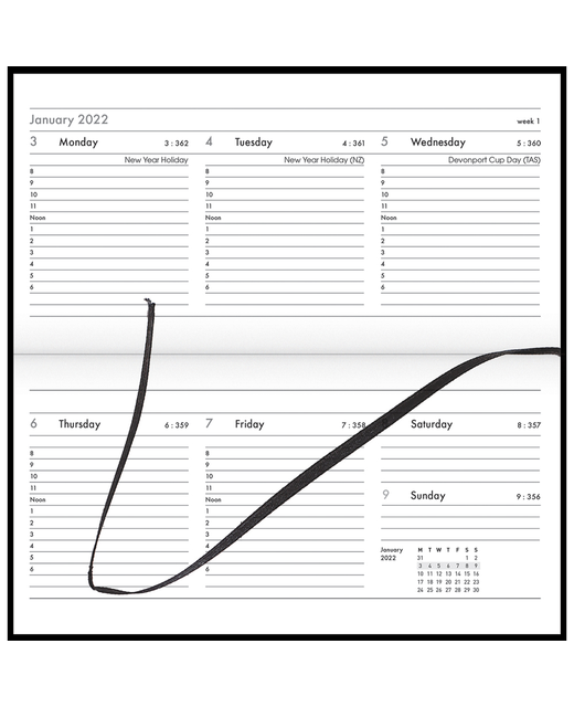 Diary 2022 Collins CW3 Landscape WTV StationeryDiaries Onehunga