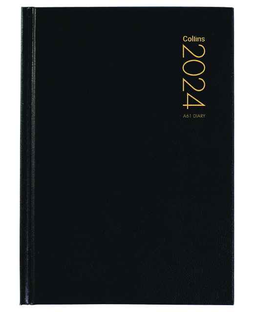 DIARY 2024 Collins Diary A61 Black Even Year StationeryDiaries