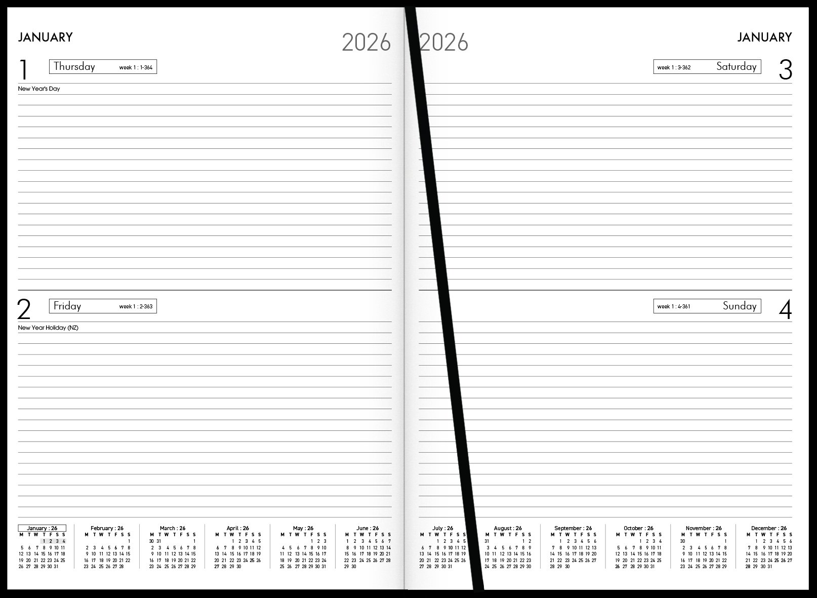 Diary 2022 Collins A42 Black StationeryDiaries Onehunga Books