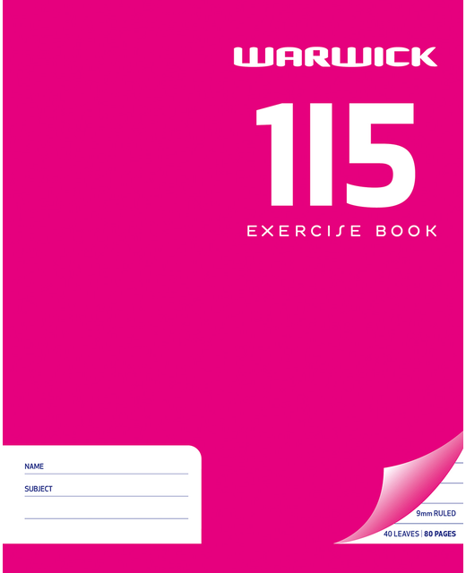 EXERCISE BOOK WARWICK 1I5 9MM 40LF