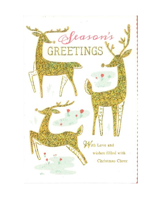 Christmas Card - Gold Reindeer