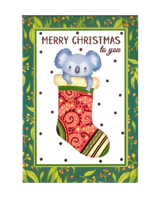 Christmas Card - Koala In Stocking