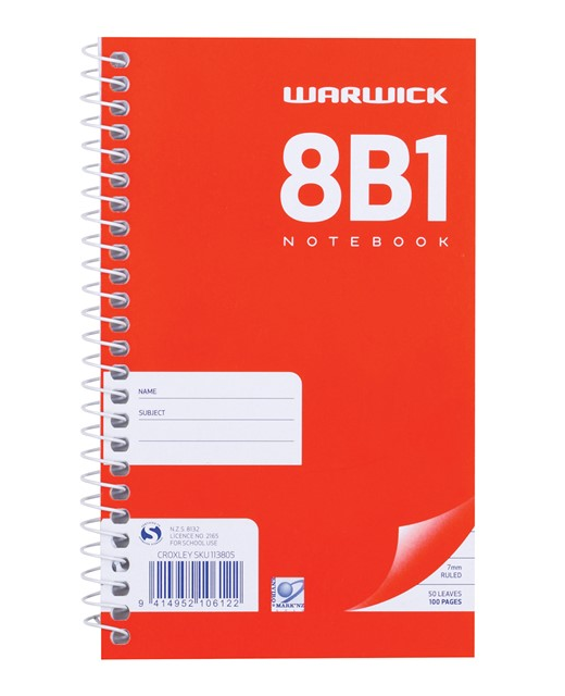 NOTEBOOK WARWICK 8B1 SPIRAL 7MM 50LF