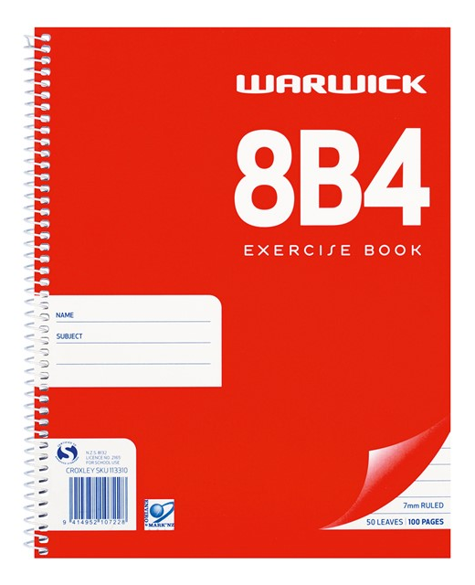 NOTEBOOK WARWICK 8B4 SPIRAL 7MM RULED 50LF