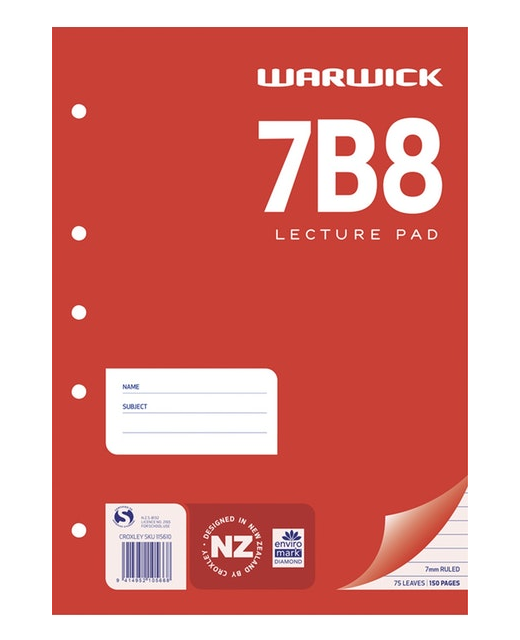 PAD LECTURE WARWICK 7B8 7MM RULED A4 75LF