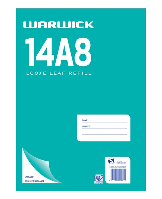 REFILL PAD WARWICK 14A8 UNRULED LOOSE 50LF