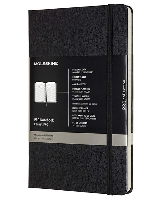 Moleskine PRO Notebook Large Hardcover Ruled Black