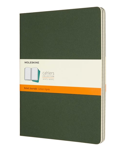 Moleskine Cahier Notebooks Extra Large Ruled Myrtle Green Set of 3