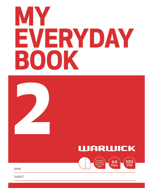 MY EVERYDAY BOOK 2 WARWICK 12MM RULED & UNRULED 64 PAGES