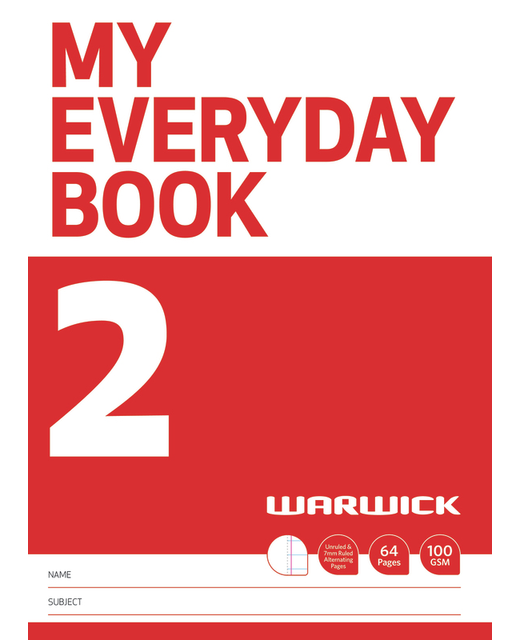 MY EVERYDAY BOOK 2 WARWICK 12MM RULED & UNRULED 64 PAGES