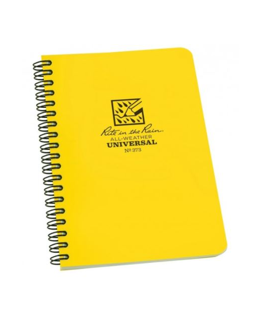Rite In The Rain Side Spiral 4.625inch x 7inch Polydura Notebook - Universal - Yellow