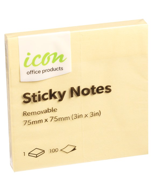 Icon Sticky Notes 75mm x 75mm Yellow