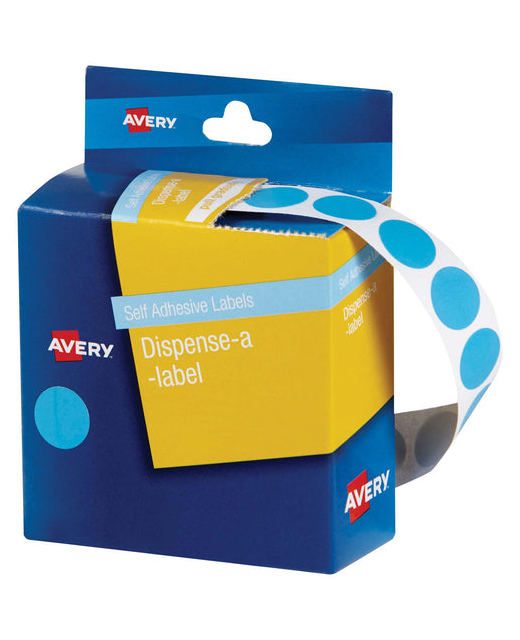 AVERY DISPENSE A LABELS LIGHT  BLUE 1050 14MM CIRCLE 