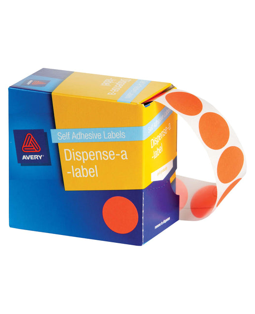 AVERY DISPENSE A LABELS ORANGE 350 LABELS 24MM 