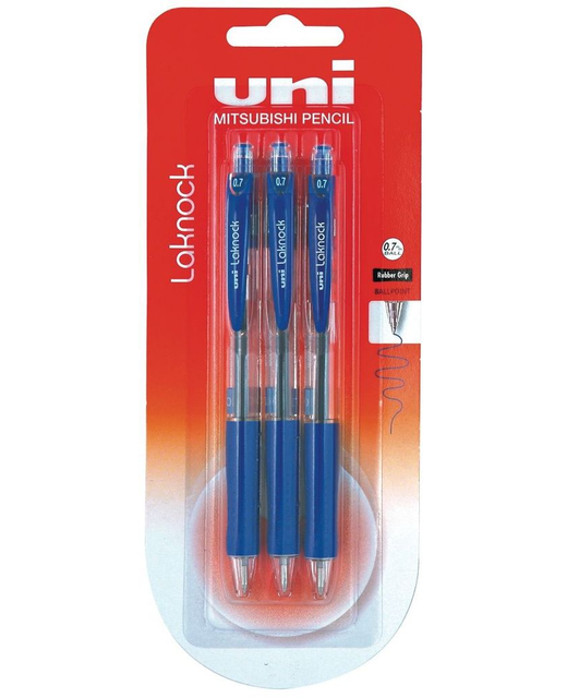 Pen Uni Laknock Blue Fine 3Pack