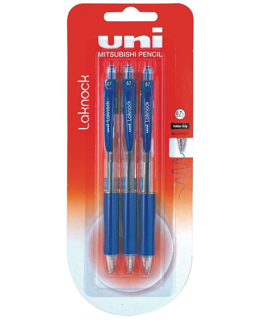 Pen Uni Laknock Blue Fine 3Pack