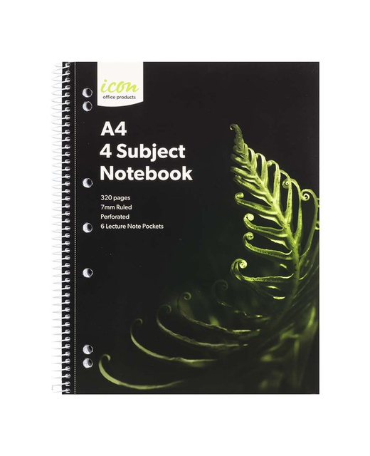 SUBJECT NOTEBOOK 4 ICON SPIRAL A4 320 pages