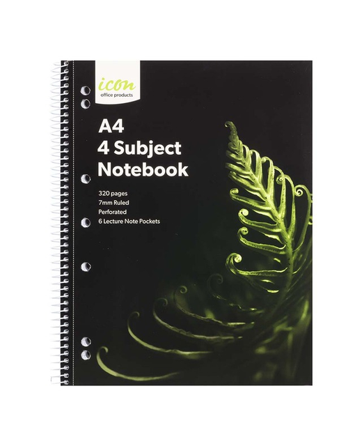 SUBJECT NOTEBOOK 4 ICON SPIRAL A4 320 pages