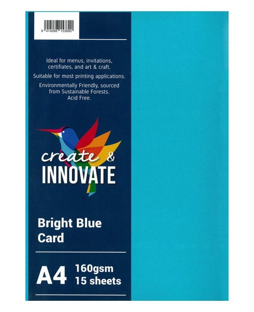 CARD A4 160GSM BLUE CREATE & INNOVATE 250 PACK