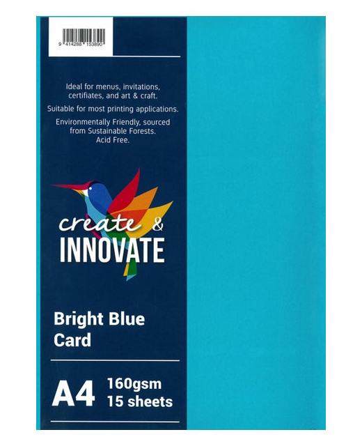 CARD A4 160GSM BLUE CREATE & INNOVATE 250 PACK