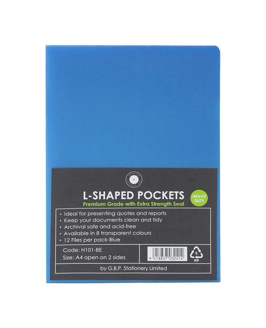 L SHAPE POCKET OSC A4 BLUE PACK OF 12