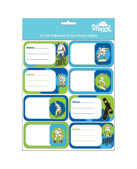 Labels Spencil Skate Collage Name & Subject 16 Sheet