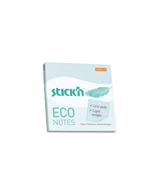 STICK'N ECO NOTES GREEN PASTEL 76MMX76MM 100 SHEETS