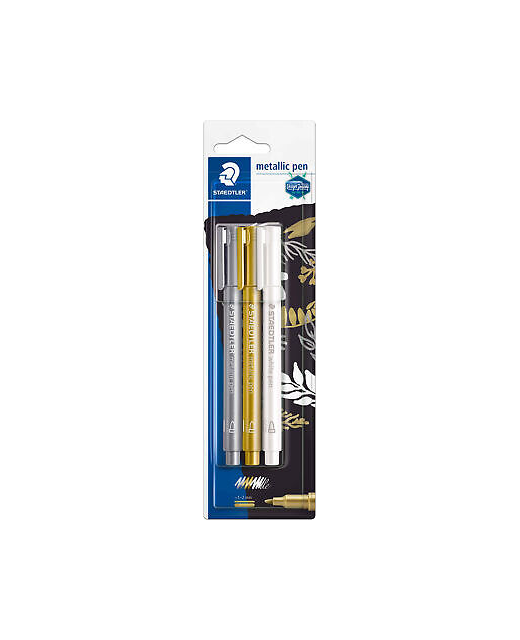 METALLIC PEN GOLD SILVER WHITE STAEDTLER