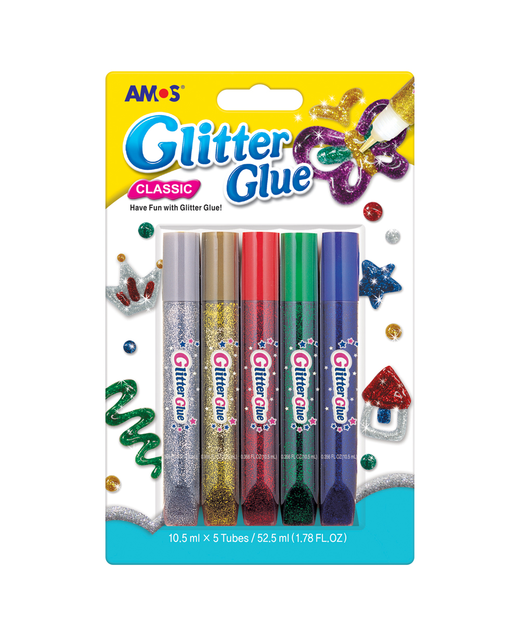 GLITTER GLUE AMOS CLASSIC COLOURS 5PK