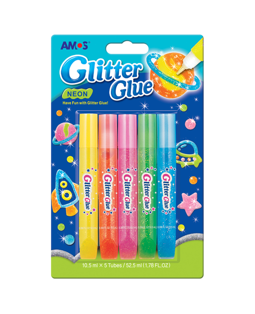 GLIITER GLUE AMOS NEON COLOURS 5PK