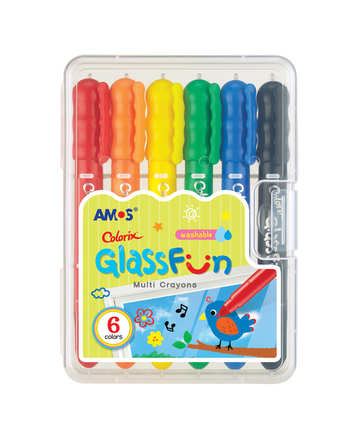 CRAYONS AMOS MULTI GLASSFUN COLORIX 6 PACK