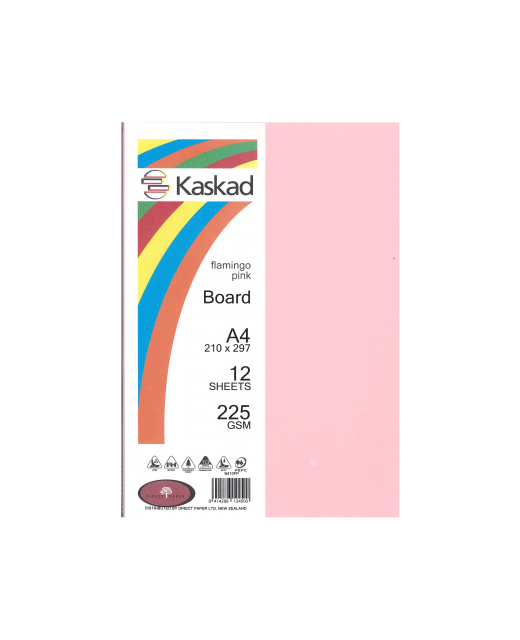 KASKAD A4 BOARD LIGHT PINK 12 SHEETS 225 GSM 