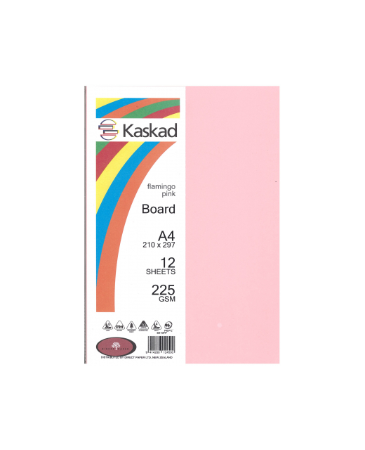 KASKAD A4 BOARD LIGHT PINK 12 SHEETS 225 GSM 