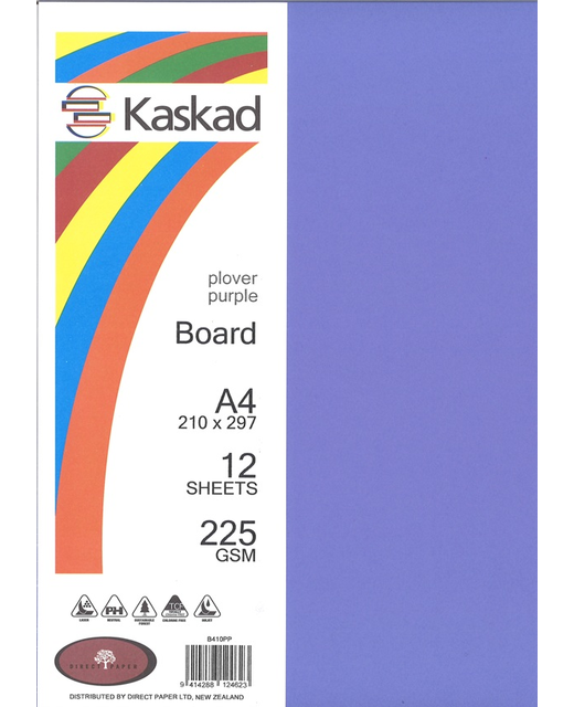 KASKAD A4 BOARD PURPLE 12 SHEETS 225 GSM 