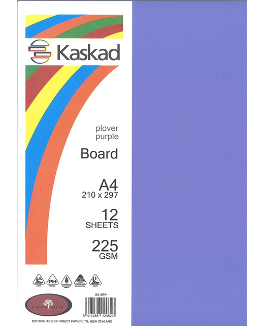 KASKAD A4 BOARD PURPLE 12 SHEETS 225 GSM 