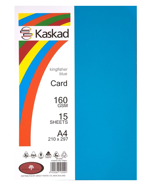 KASKAD A4 CARD BLUE 15 SHEETS 160 GSM 