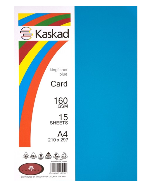 KASKAD A4 CARD BLUE 15 SHEETS 160 GSM 