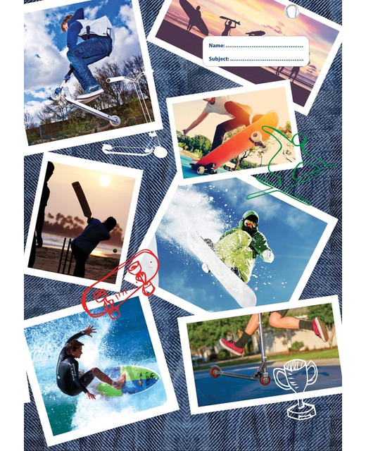 BOOK COVER SCRAPBOOK SPENCIL SPORTS COLLAGE 3PK
